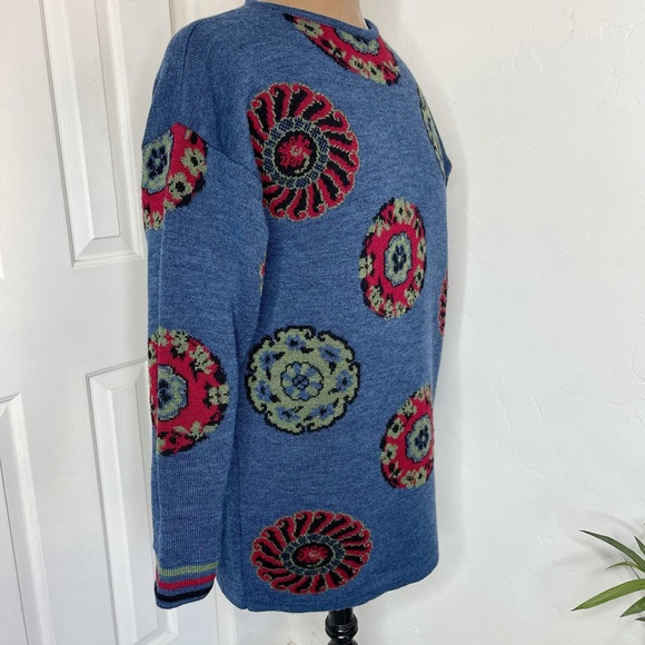 Oliver By Valentino Vintage Blue Paisley/Floral Unisex Sweater Size Large - Picture 7 of 15